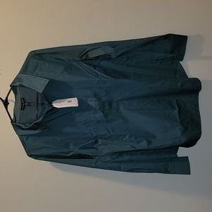 UNIVERSAL STANDARD Top XS 10-12 Elbe Classic Half Button Shirt Silver Pine NWT